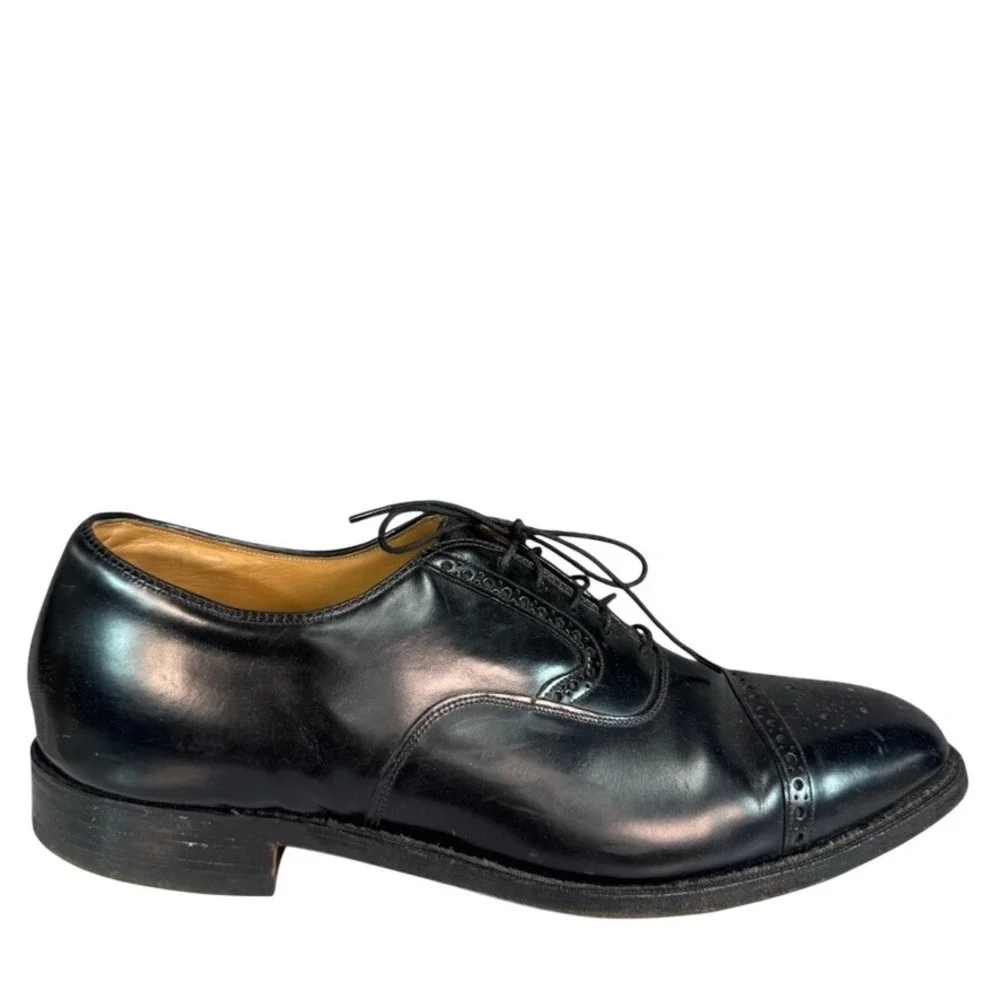 Johnston & Murphy Aristocraft Mens Black Leather Cap Toe Brogue Shoes USA 13